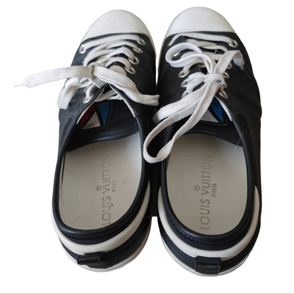 Louis Vuitton Black White Leather Sneakers - Picture 5 of 16